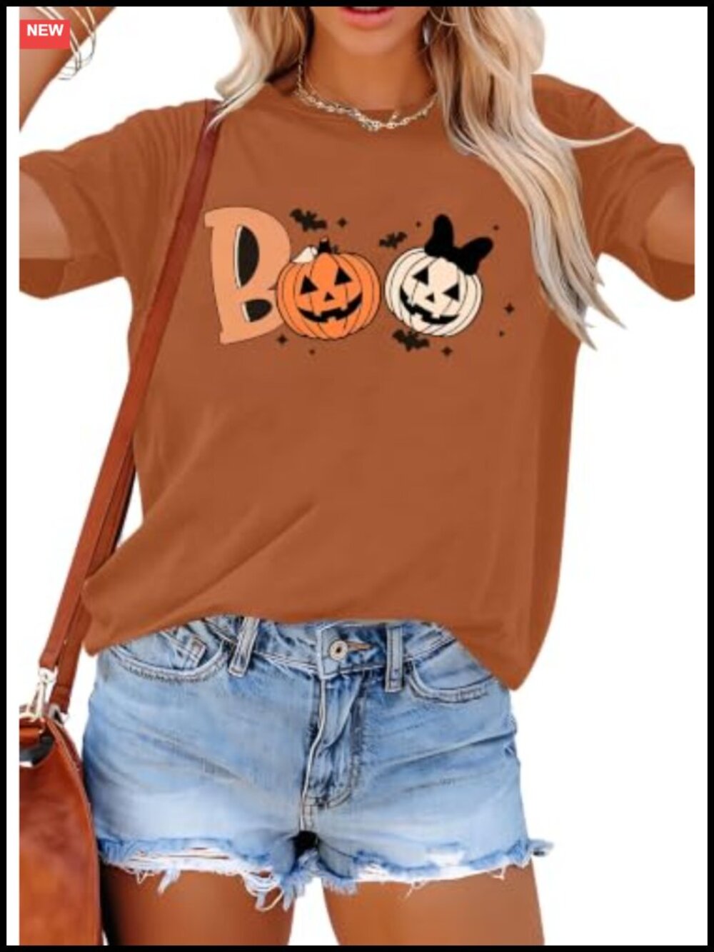 Halloween Graphic Tee Women Short Sleeve Cotton Blend Fall Top